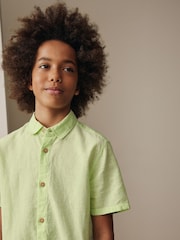 Vert citron - Chemise Blend lin manches courtes (3-16 ans) - Image 4 de 8