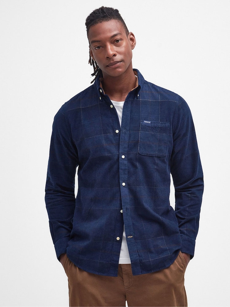 Barbour® Navy Blair Tartan Cord Shirt - Image 1 of 9 Barbour® Navy Blair Tartan Cord Shirt - Image 1 of 9