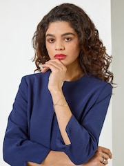 Roman Blue Chrome Textured Longline Smart Coat - Image 5 of 5