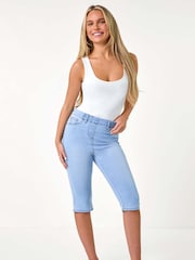 Roman Blue Stretch Knee Length Pedal Pusher Shorts - Image 5 of 5