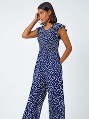 Azul - Roman Polka Dot Shirred Jumpsuit - Imagen 2 de 5