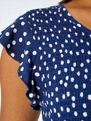 Azul - Roman Polka Dot Shirred Jumpsuit - Imagen 5 de 5