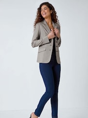 Roman Grey Stretch Button Detail Blazer - Image 1 of 5