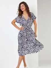 Roman Blue Abstract Print Fit & Flare Dress - Image 1 of 5