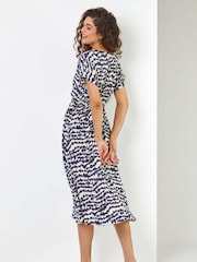 Roman Blue Abstract Print Fit & Flare Dress - Image 3 of 5
