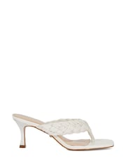 Dune London White More Weave Kitten Heeled Sandals - Image 2 of 6