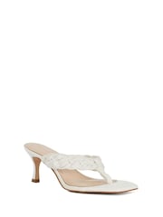 Dune London White More Weave Kitten Heeled Sandals - Image 3 of 6