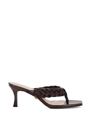 Dune London Brown More Weave Kitten Heeled Sandals - Image 1 of 6