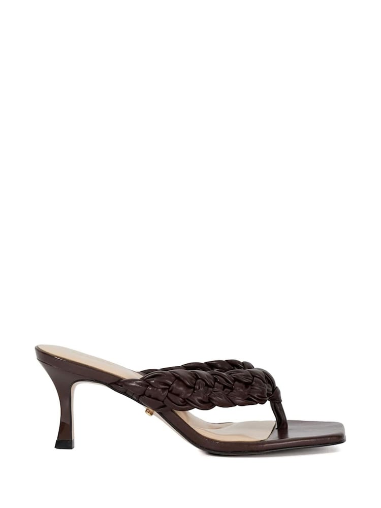 Dune London Brown More Weave Kitten Heeled Sandals - Image 1 of 6 Dune London Brown More Weave Kitten Heeled Sandals - Image 1 of 6
