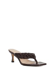 Dune London Brown More Weave Kitten Heeled Sandals - Image 2 of 6