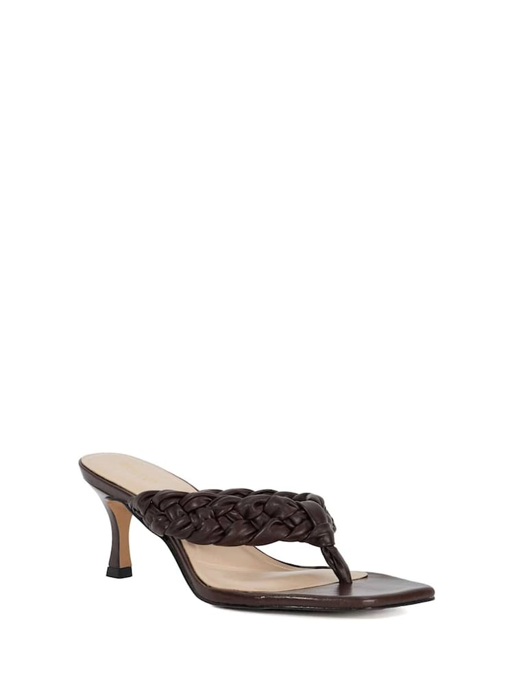 Dune London Brown More Weave Kitten Heeled Sandals - Image 2 of 6 Dune London Brown More Weave Kitten Heeled Sandals - Image 2 of 6