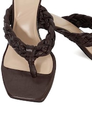 Dune London Brown More Weave Kitten Heeled Sandals - Image 5 of 6