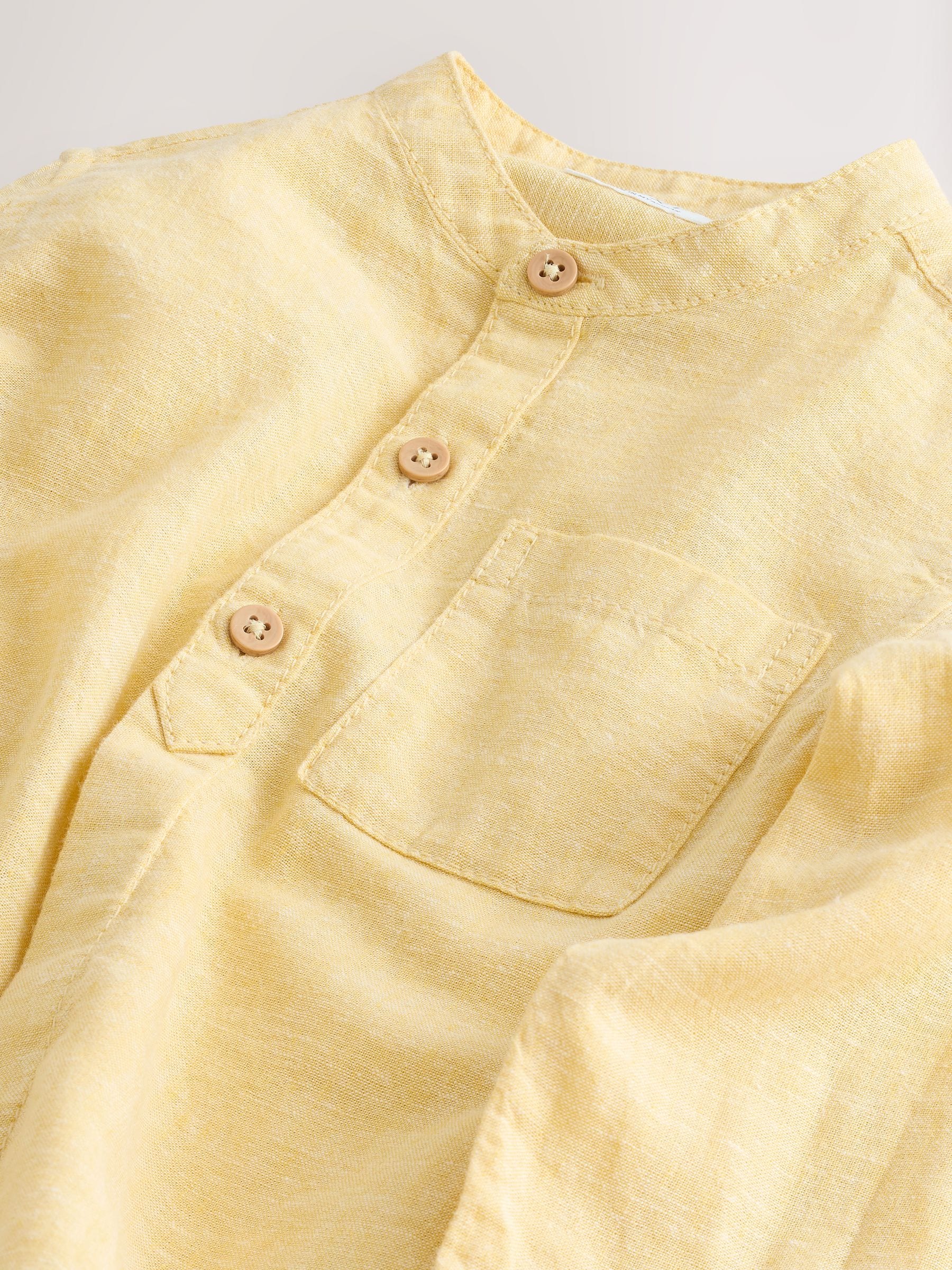 Buy Yellow Grandad Collar Linen Mix Shirt (3mths-7yrs) from Next USA