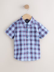 Blue/Navy Short Sleeve Check Seersucker Shirt (6mths-7yrs) - Image 5 of 8