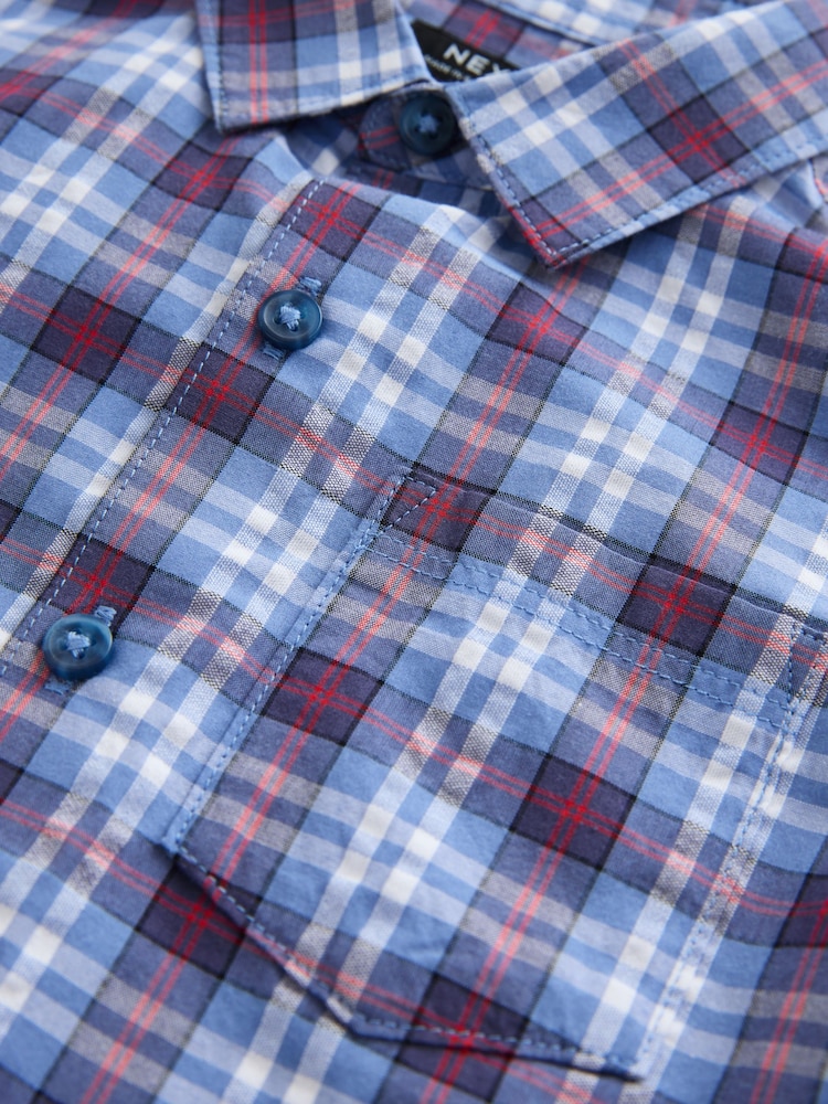 Blue/Navy Short Sleeve Check Seersucker Shirt (6mths-7yrs) - Image 8 of 8