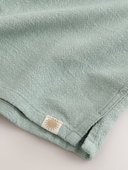 Sage Green Short Sleeves Linen Blend Revere Collar Shirt (3mths-7yrs) - Image 3 of 4