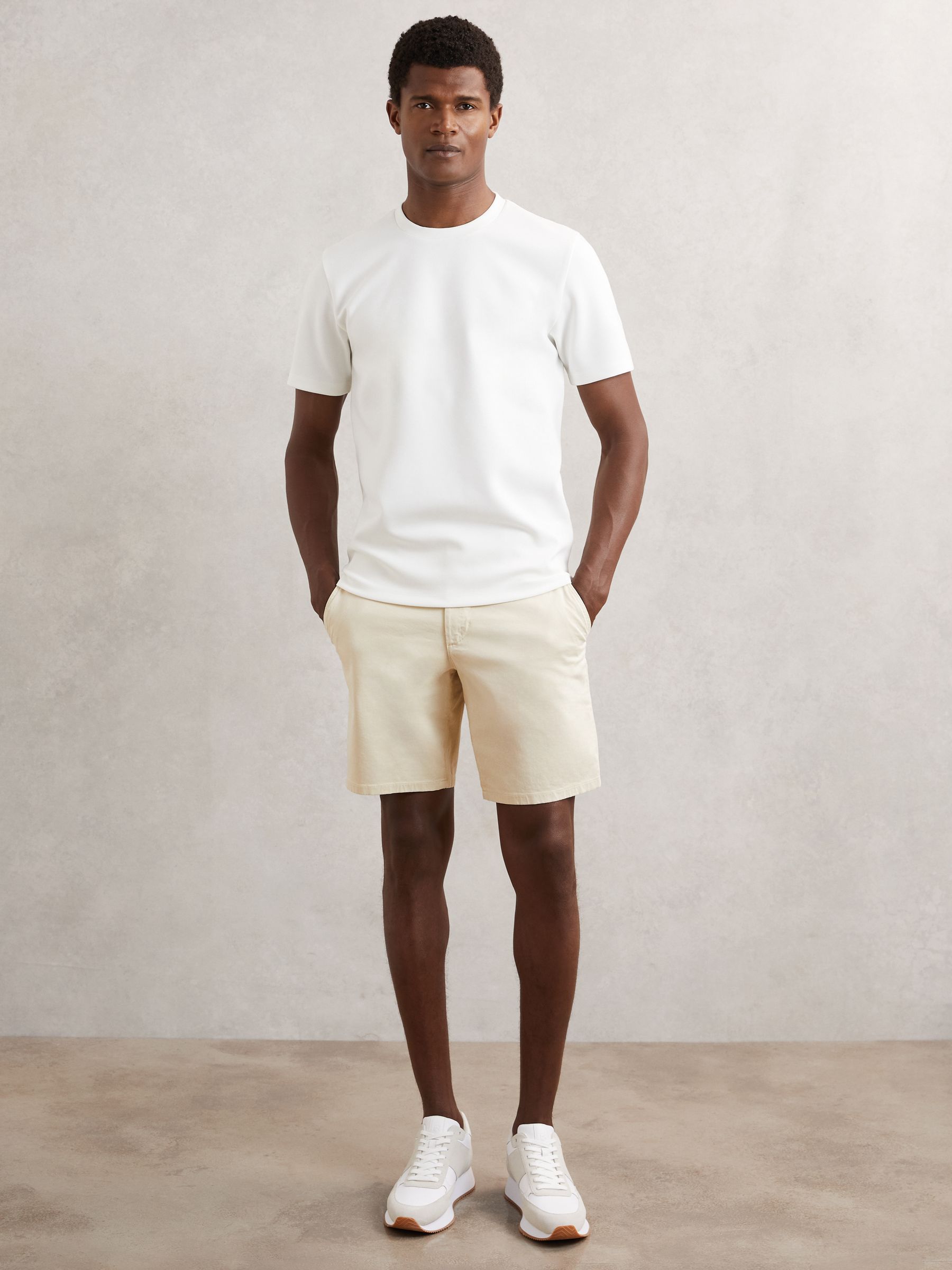Paige Cotton Chino Shorts With Stretch In White