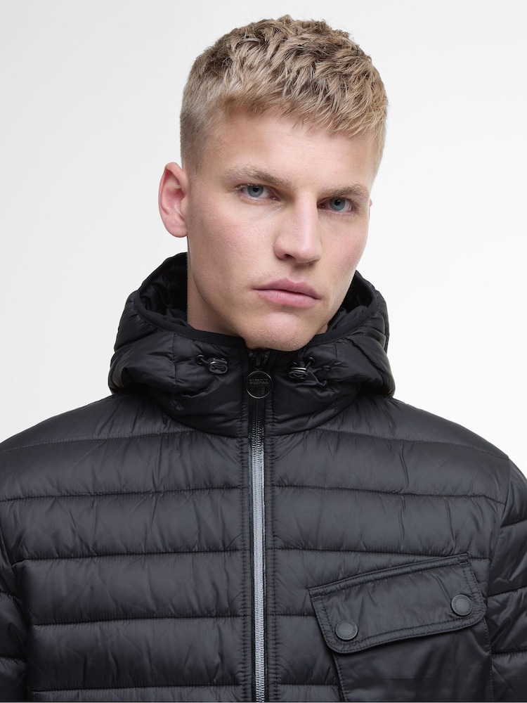 Barbour® International Black Racer Ouston Hooded Puffer Jacket - Image 2 of 8