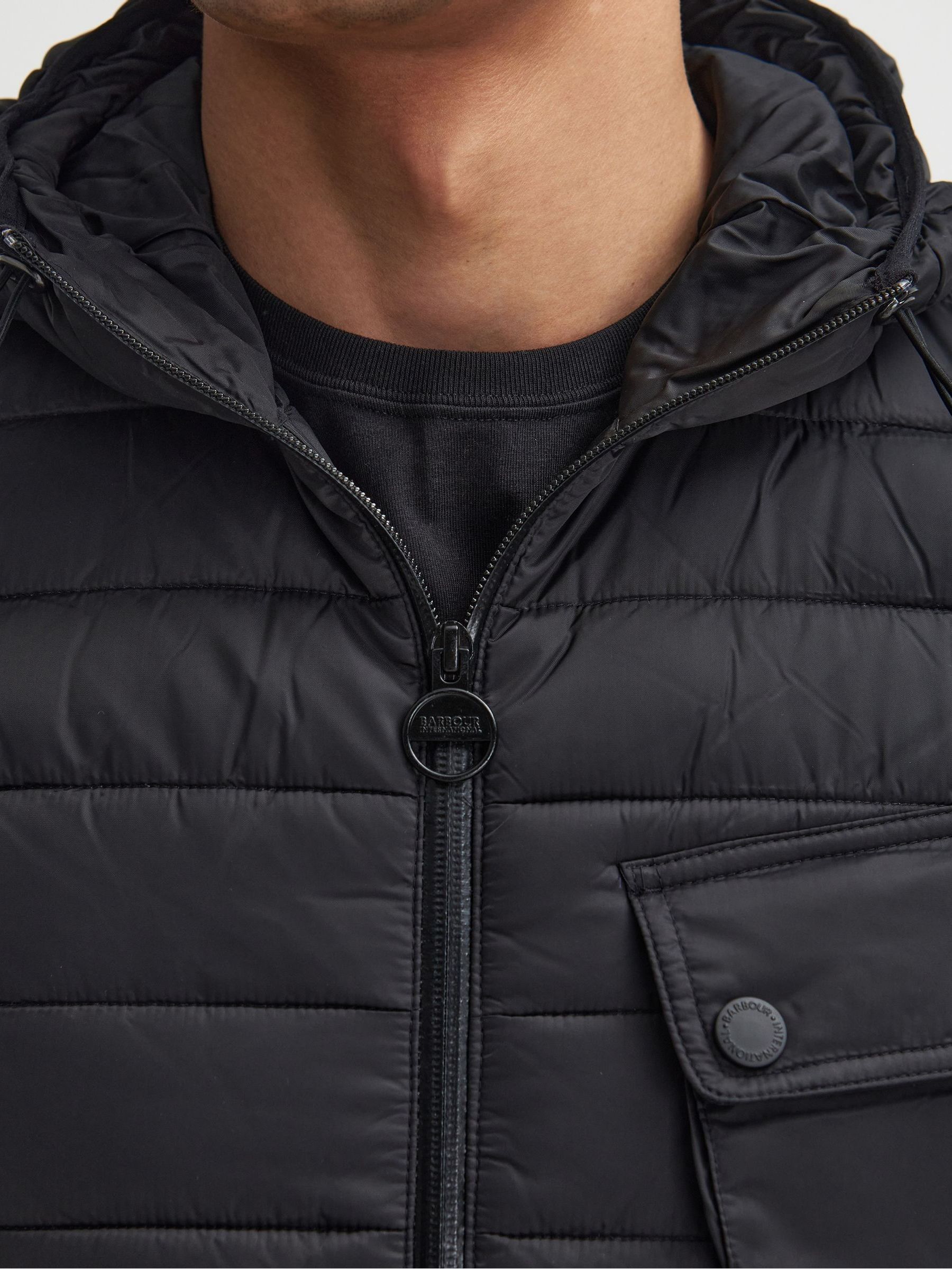 Buy Barbour® International Black Racer Ouston Hooded Puffer Jacket