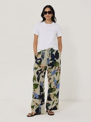 Jigsaw Cream Future Botanic 100% Linen Trousers - Image 1 of 6