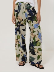 Jigsaw Cream Future Botanic 100% Linen Trousers - Image 2 of 6