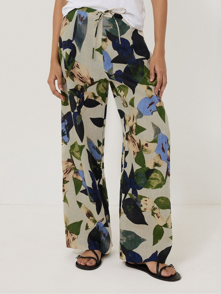 Jigsaw Cream Future Botanic 100% Linen Trousers - Image 2 of 6