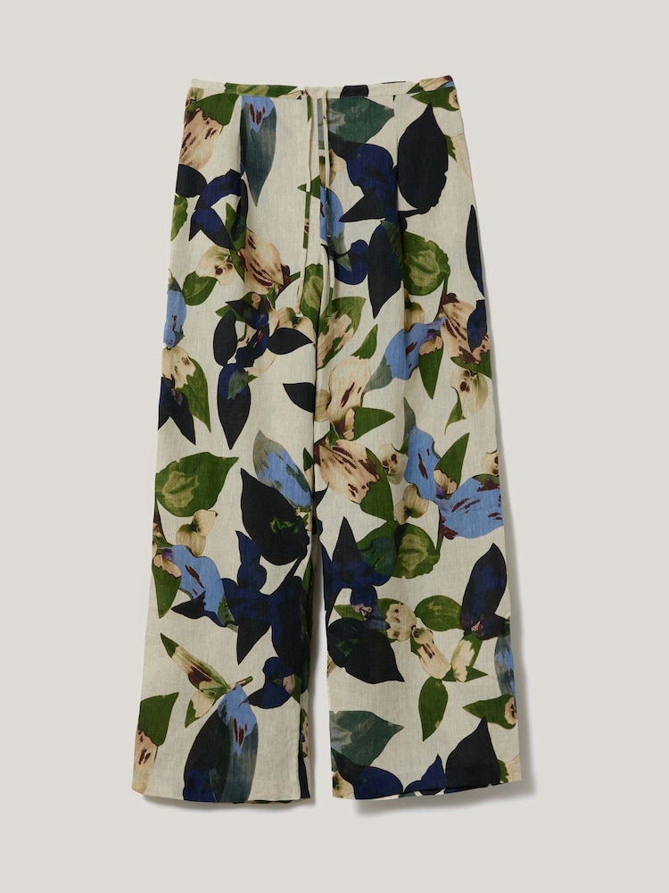 Jigsaw Cream Future Botanic 100% Linen Trousers - Image 6 of 6