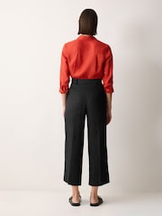 Jigsaw Black 100% Linen Cropped Kemp Trousers - Image 2 of 5