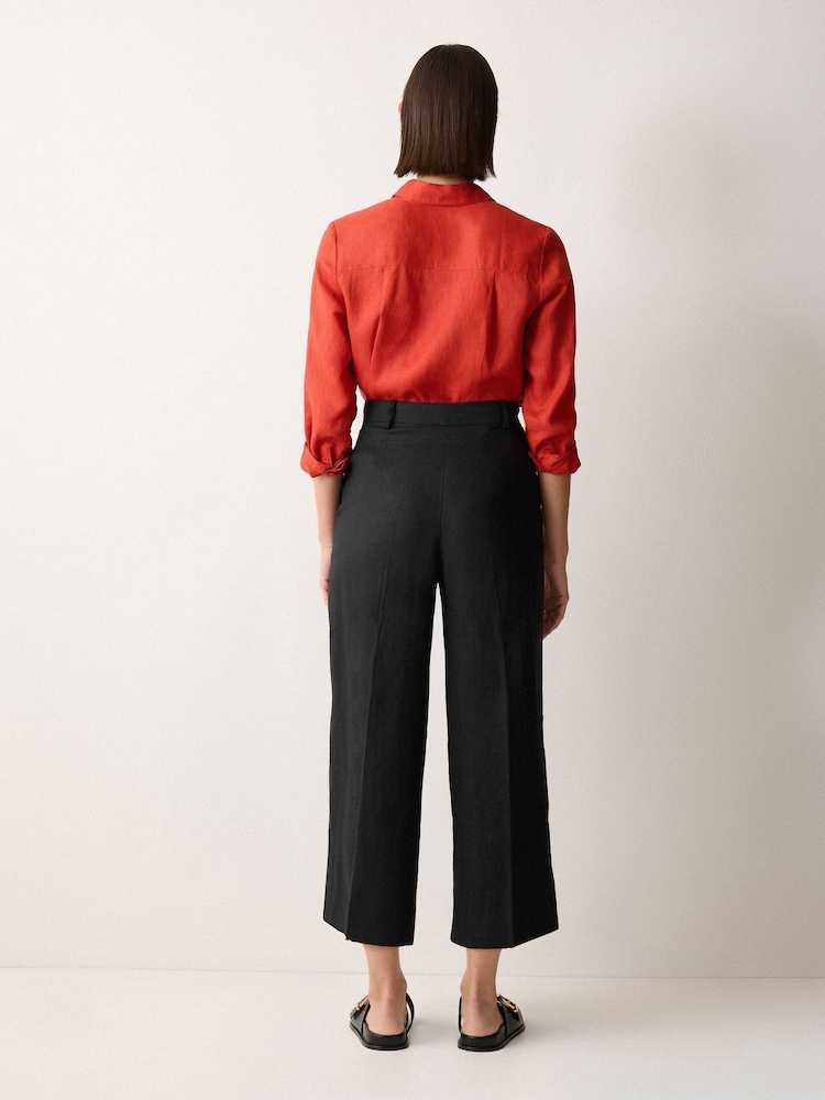 Jigsaw Black 100% Linen Cropped Kemp Trousers - Image 2 of 5