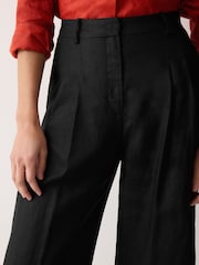 Jigsaw Black 100% Linen Cropped Kemp Trousers - Image 4 of 5