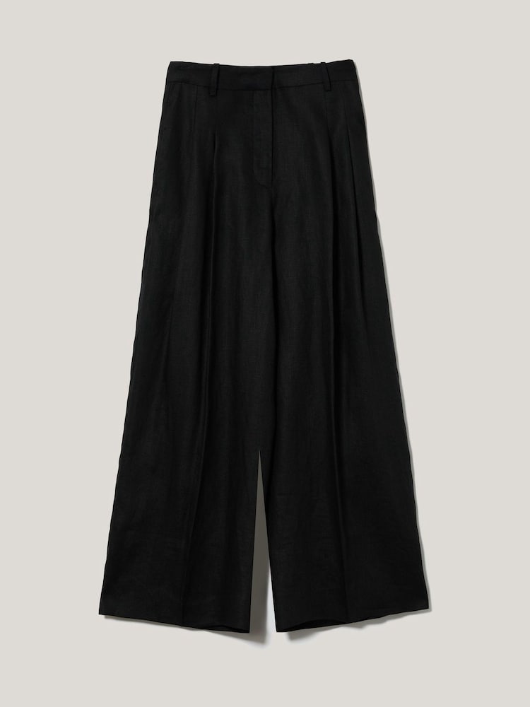 Jigsaw Black 100% Linen Cropped Kemp Trousers - Image 5 of 5