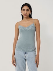 Jigsaw Blue Modal Lace Vest - Image 1 of 6