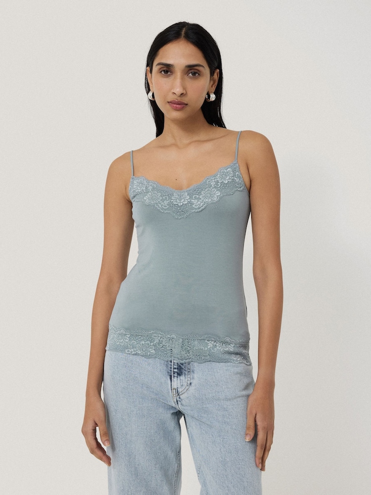 Jigsaw Blue Modal Lace Vest - Image 1 of 6 Jigsaw Blue Modal Lace Vest - Image 1 of 6