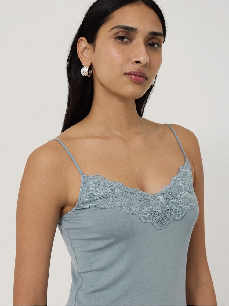 Jigsaw Blue Modal Lace Vest - Image 2 of 6 Jigsaw Blue Modal Lace Vest - Image 2 of 6