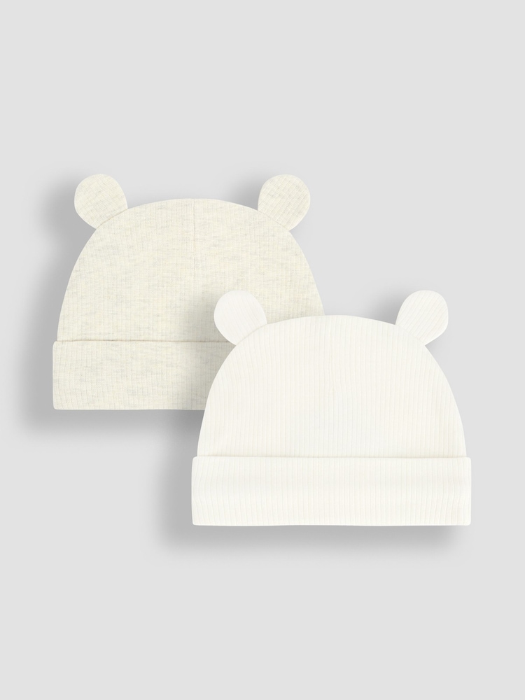 JoJo Maman Bébé Cream 2- Pack Bear Ear Hats - Image 1 of 6 JoJo Maman Bébé Cream 2- Pack Bear Ear Hats - Image 1 of 6