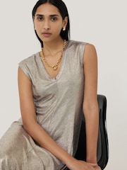 Jigsaw Gold Metallic Jersey Maxi Dress - Image 1 of 5