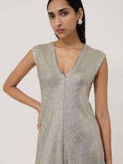 Jigsaw Gold Metallic Jersey Maxi Dress - Image 3 of 5