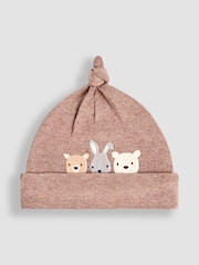 JoJo Maman Bébé Brown Woodland Friends Baby Hat - Image 1 of 3