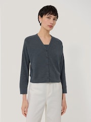 Jigsaw Grey Luxe 100% Cotton Cardigan - Image 2 of 5