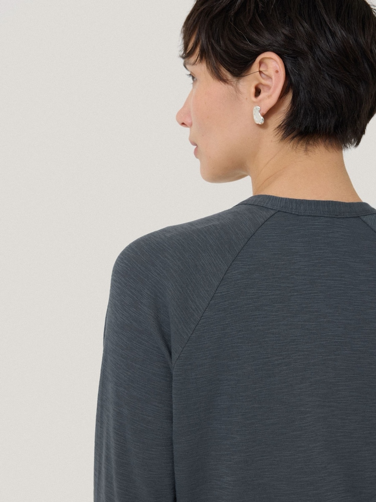 Jigsaw Grey Luxe 100% Cotton Cardigan - Image 3 of 5