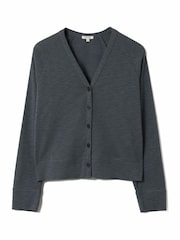 Jigsaw Grey Luxe 100% Cotton Cardigan - Image 5 of 5