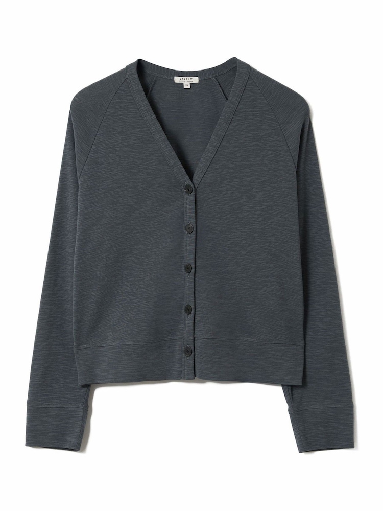 Jigsaw Grey Luxe 100% Cotton Cardigan - Image 5 of 5