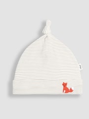 JoJo Maman Bébé Ecru Fox Stripe Baby Hat - Image 1 of 3