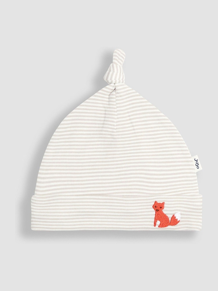 JoJo Maman Bébé Ecru Fox Stripe Baby Hat - Image 1 of 3