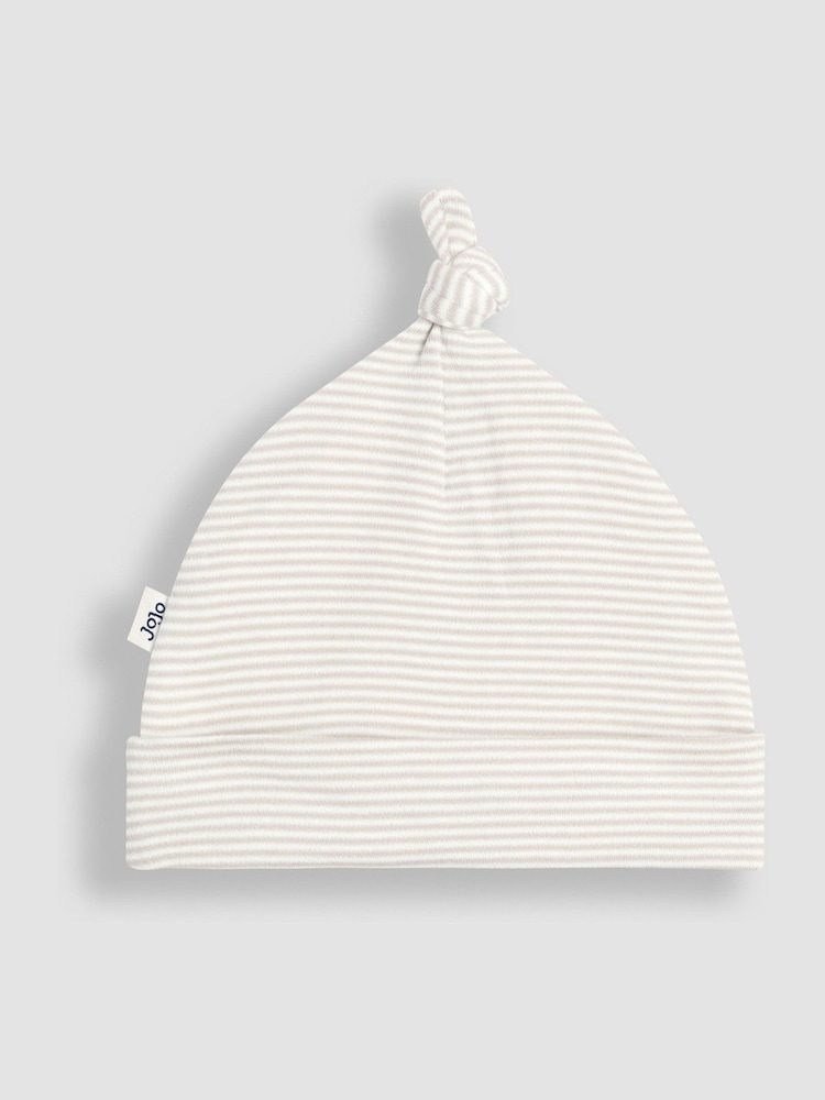 JoJo Maman Bébé Ecru Fox Stripe Baby Hat - Image 2 of 3 JoJo Maman Bébé Ecru Fox Stripe Baby Hat - Image 2 of 3