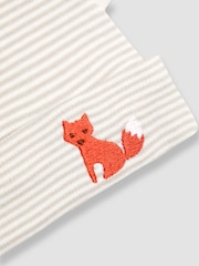 JoJo Maman Bébé Ecru Fox Stripe Baby Hat - Image 3 of 3