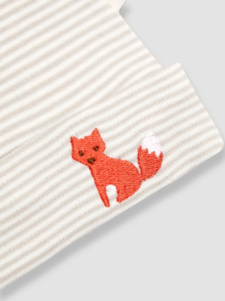 JoJo Maman Bébé Ecru Fox Stripe Baby Hat - Image 3 of 3 JoJo Maman Bébé Ecru Fox Stripe Baby Hat - Image 3 of 3