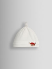 JoJo Maman Bébé Cream Highland Cow Embroidered Baby Hat - Image 1 of 3