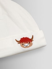 JoJo Maman Bébé Cream Highland Cow Embroidered Baby Hat - Image 3 of 3