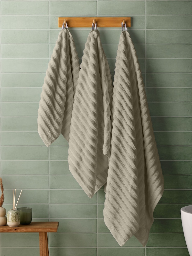 Silentnight 6 Pack Natural Ribbed Cotton Towel Bale - Image 1 of 6